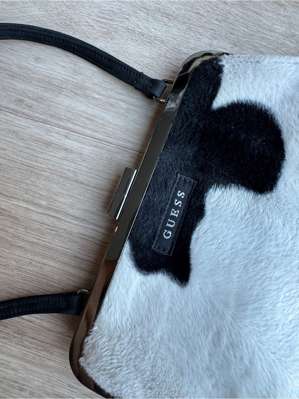 GUESS Y2K Cow Print Faux Fur Top-Handle Bag - Picture 10 of 10